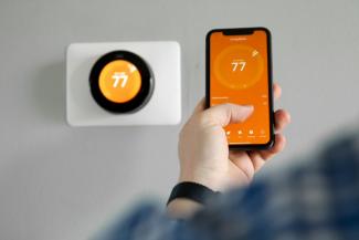 smart thermostat linked to smartphone