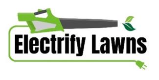 Electrify Lawns logo - clipart of a leafblower