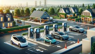 Graphic of ev chargers in a neighborhood